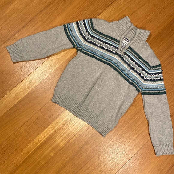 IZOD Kids 1/4 Zip Sweater with Colorful Knit Detailing Front Back Size 4/5 EUC - Picture 3 of 7
